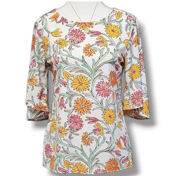 ANN TAYLOR | ARTSY FLORAL ELBOW BELL SLEEVE BLOUSE - Picture 1 of 15